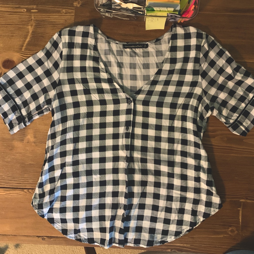 Checkered Abercrombie and Fitch Button-Up Top